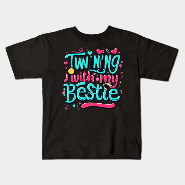Funny Twin Matching Twins Day Friend Twinning With My Bestie Kids T-Shirt by click2print